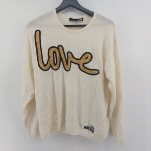 Love Moschino Cream Knit Crewneck Sweater Size Meium
